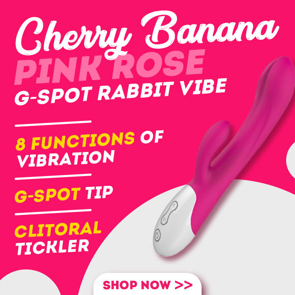 Cherry Banana Pink Rose 8 Function G-Spot Rabbit Vibrator