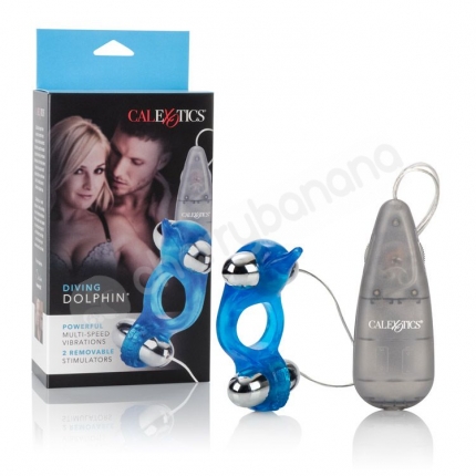 Blue Diving Dolphin Vibrating Cock Ring