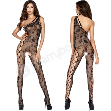 Passion Black Rose Mesh Body Stocking O/S Passion Black Rose Mesh Body Stocking O/S