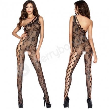 Passion Black Rose Mesh Body Stocking O/S