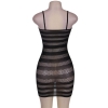 Cherry Banana Plus Size Black Fishnet Striped Dress