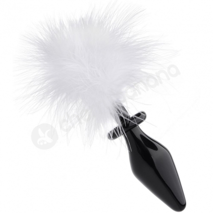 Tailz White Fluffer Bunny Tail Glass 7" Anal Plug