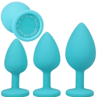 A-Play Teal Silicone Anal Trainer 3 Piece Set With Fun Flared Base