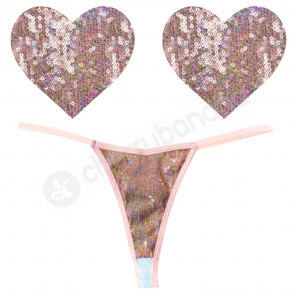 Bubbly Feels Panty & Heart Pastie Set