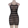 Cherry Banana Black Fishnet Striped Dress