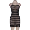 Cherry Banana Plus Size Black Fishnet Striped Dress