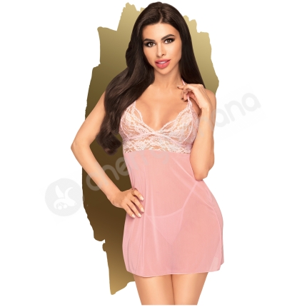 Penthouse Lingerie Pink Bedtime Story Mini Dress With Thong Penthouse Lingerie Pink Bedtime Story Mini Dress With Thong