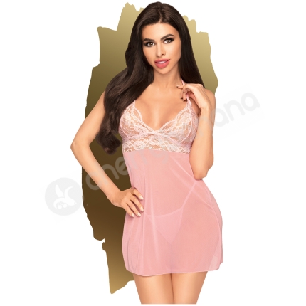 Penthouse Lingerie Pink Bedtime Story Mini Dress With Thong