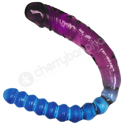 Shades 17'' Jelly TPR Blue to Purple Gradient Double Dong