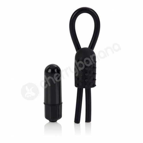 Black 10-function Vibration Silicone Stud Lasso Cock Ring