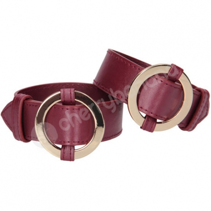 Ouch Halo Wrist/Ankle Cuffs Red With Gold Hardware & Removable Connector