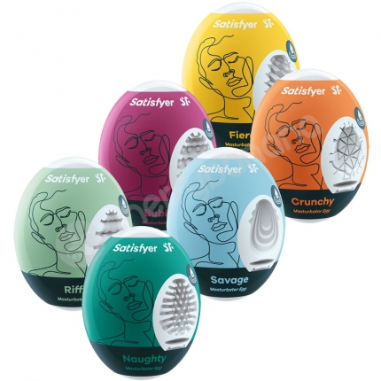 Satisfyer Assorted Masturbator Eggs With Penis Strokers Inside - 6 Pack