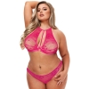 Lapdance 2 Piece Pink Sexy Strappy Lace Bra & Panty - Queen Fits Approx. 16-20 AU/UK