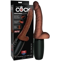 King Cock Plus Brown Triple Threat 7.5'' Thrusting & Heating Cock With Balls