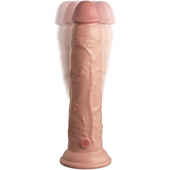 King Cock Elite 9'' Vibrating Flesh Dual Density Cock Dildo With Remote