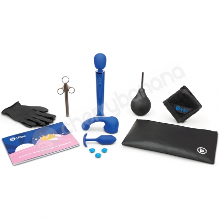 B-Vibe Blue Anal Plug & Le Wand Massager Education 10 Piece Set