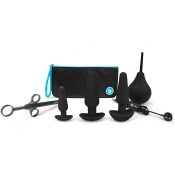 B-vibe Anal Training 7 Piece Black Butt Plug & Accessories Education Set 