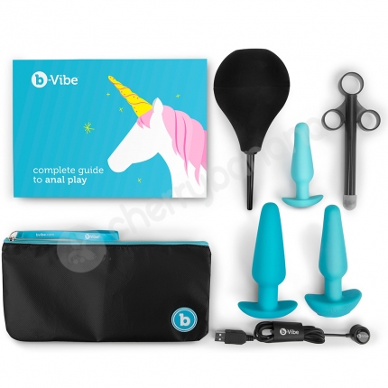 B-vibe Blue Anal Training Butt Plug 7 Piece Education Set