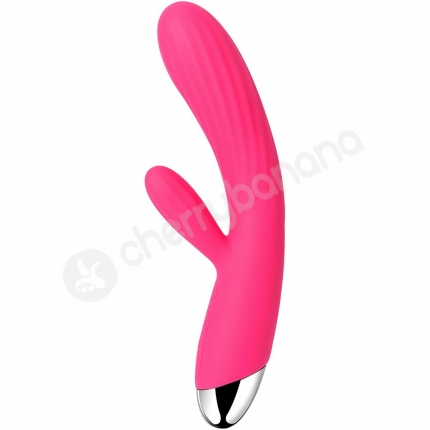 Svakom Angel Pink Heating Ribbed Rabbit Dual Stimulation Vibrator 