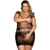 Cherry Banana Plus Size Black Crotchet Mesh Mini Chemise Dress