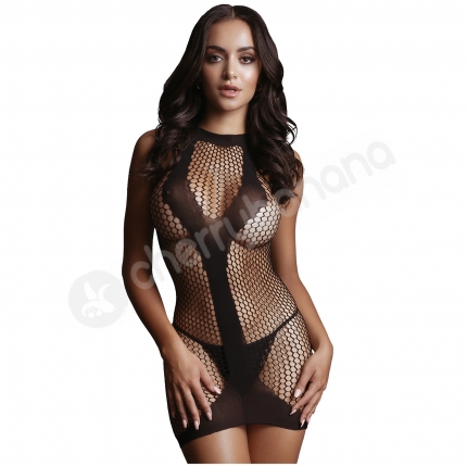 Le Desir Contrast Net Mini Dress