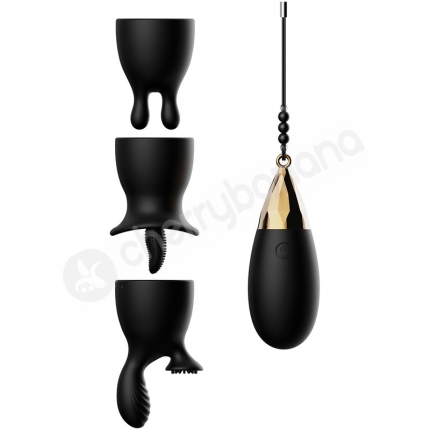 Evolved Egg-citment Vibrating Black Egg With 3 Sleeves & Wireless Remote