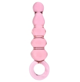 Crystal Pleasures Glass Pink Anal Delight Beaded Dildo