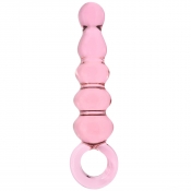 Crystal Pleasures Glass Pink Anal Delight Beaded Dildo