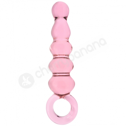 Crystal Pleasures Glass Pink Anal Delight Beaded Dildo