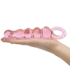 Crystal Pleasures Glass Pink Anal Delight Beaded Dildo