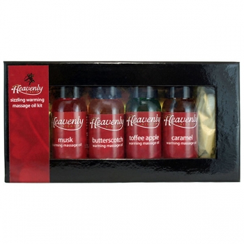 Heavenly Nights Sizzling Warming Massage Oil Kit 4 Pack