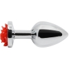 Hidden Treasures Silver & Red Rose 2.9" Butt Plug