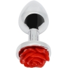 Hidden Treasures Silver & Red Rose 2.9" Butt Plug