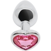 Hidden Treasures Silver & Pink Heart Gem 2.9" Butt Plug