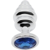 Hidden Treasures Silver & Blue Ribbed Gem 2.9" Butt Plug