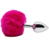 Hidden Treasures Silver & Pink Fluffy 2.9" Butt Plug