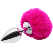 Hidden Treasures Silver & Pink Fluffy 2.9" Butt Plug