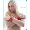 Kinklab Bondage Basics Red Leather Wrist Cuffs