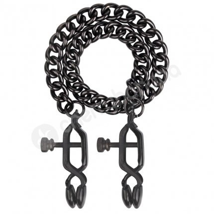 Cherry Banana Black Adjustable Nipple Clamps With Chain