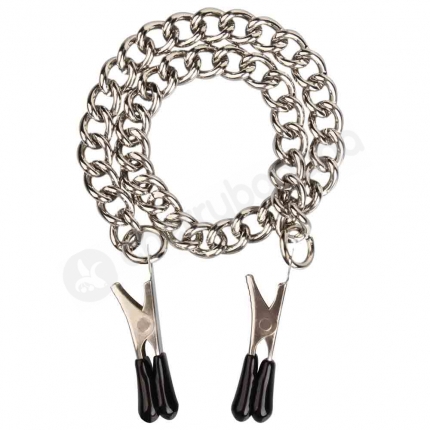 Cherry Banana Silver Nipple Clamps With Chain Cherry Banana Silver Nipple Clamps With Chain