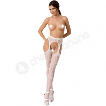Passion White Suspender Thigh High Stocking O/S