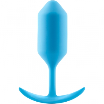 B-Vibe Snug Plug 3 Blue 5.1" Silicone Weighted Wearable Butt Plug
