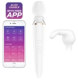 Satisfyer Double Wand-er White Wand Massager With 2 Interchangeable Heads