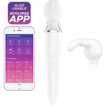 Satisfyer Double Wand-er White Wand Massager With 2 Interchangeable Heads