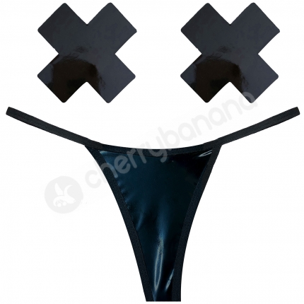 Dom Squad Wet Vinyl Panty & Pastie Set