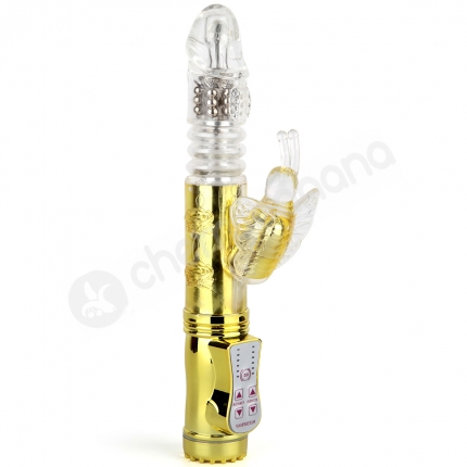 Cherry Banana Butterfly Lover Thrusting 42 Function Rechargeable Gold Vibrator