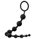 Anal Adventures Platinum 10 Silicone Black Anal Beads With Pull Ring