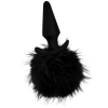 Anal Adventures Platinum Silicone Black Rabbit Faux Fur Tail Butt Plug