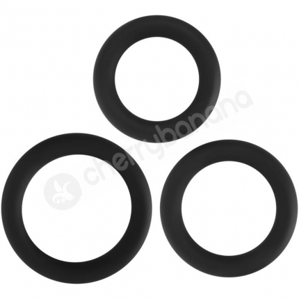 Adam & Eve Silicone Stretchy Penis Ring Black 3 Piece Set