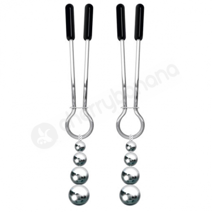 Eve's Naughty Nipple Clips Black & Silver Adjustable Nipple Clamps